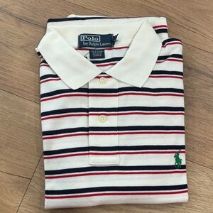 Polo by Ralph Lauren White Polo with Navy & Red Stripes
